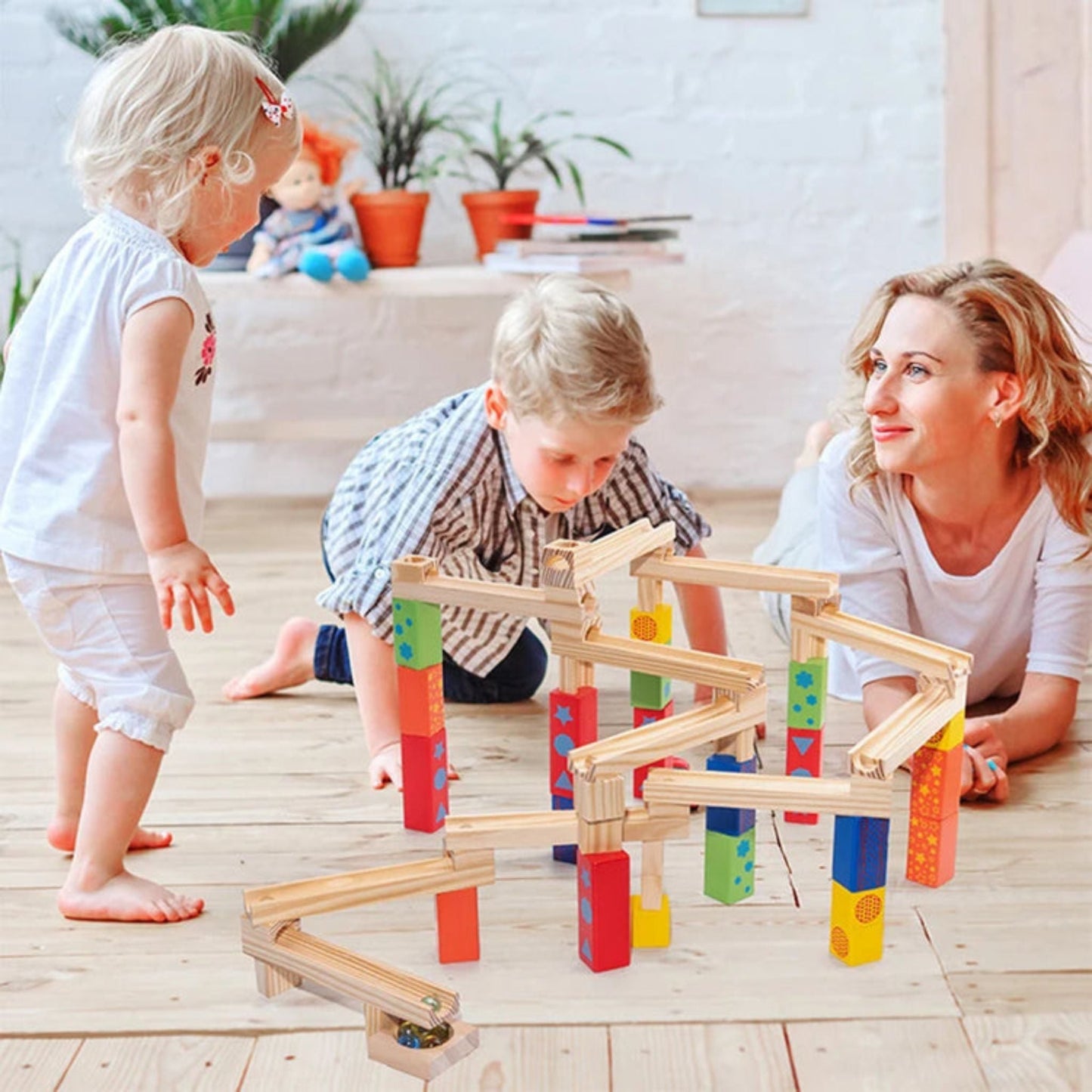 Montessori Wooden Marble Run