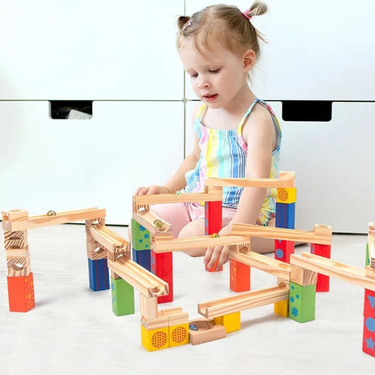 Montessori Wooden Marble Run