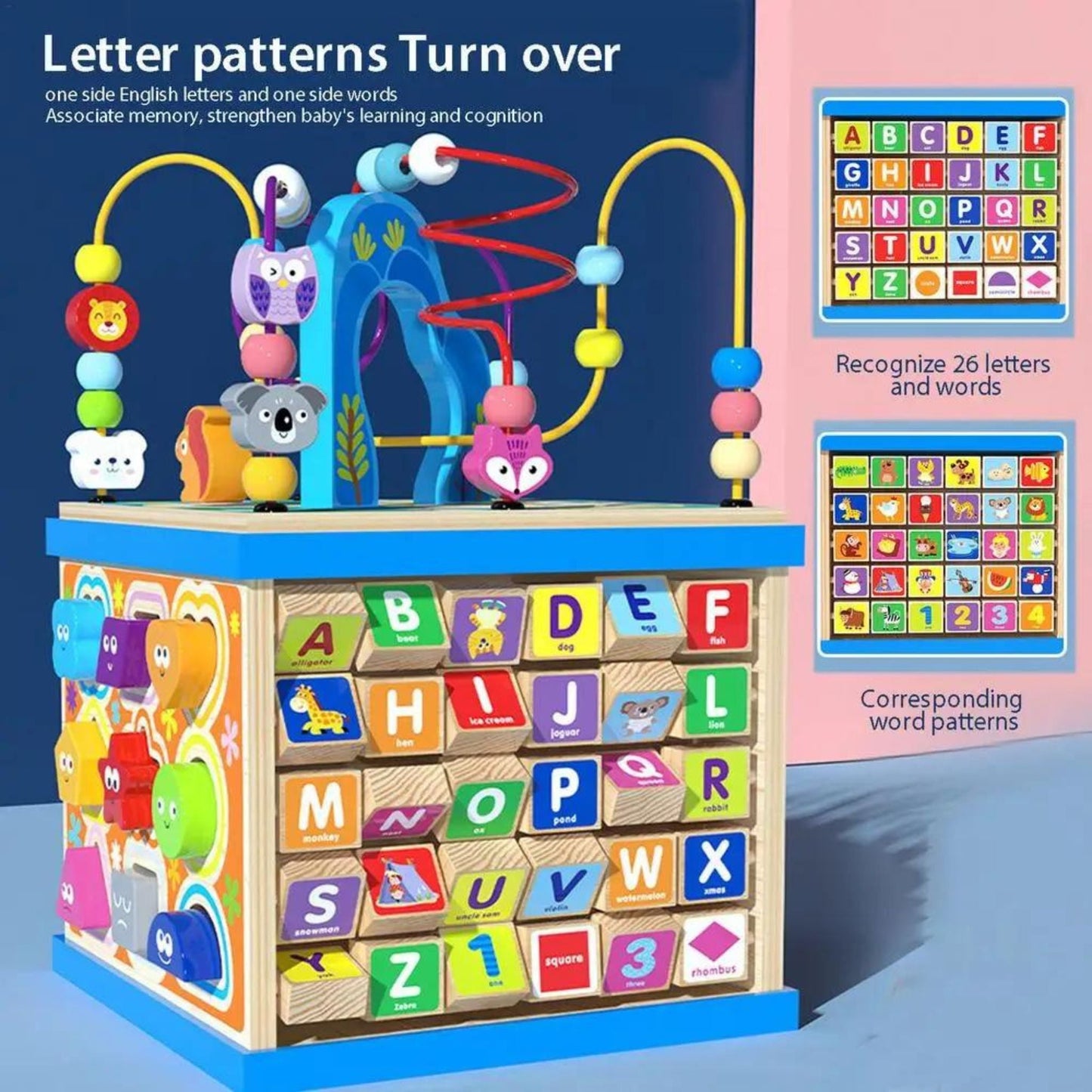 Montessori Wooden Activity Cube