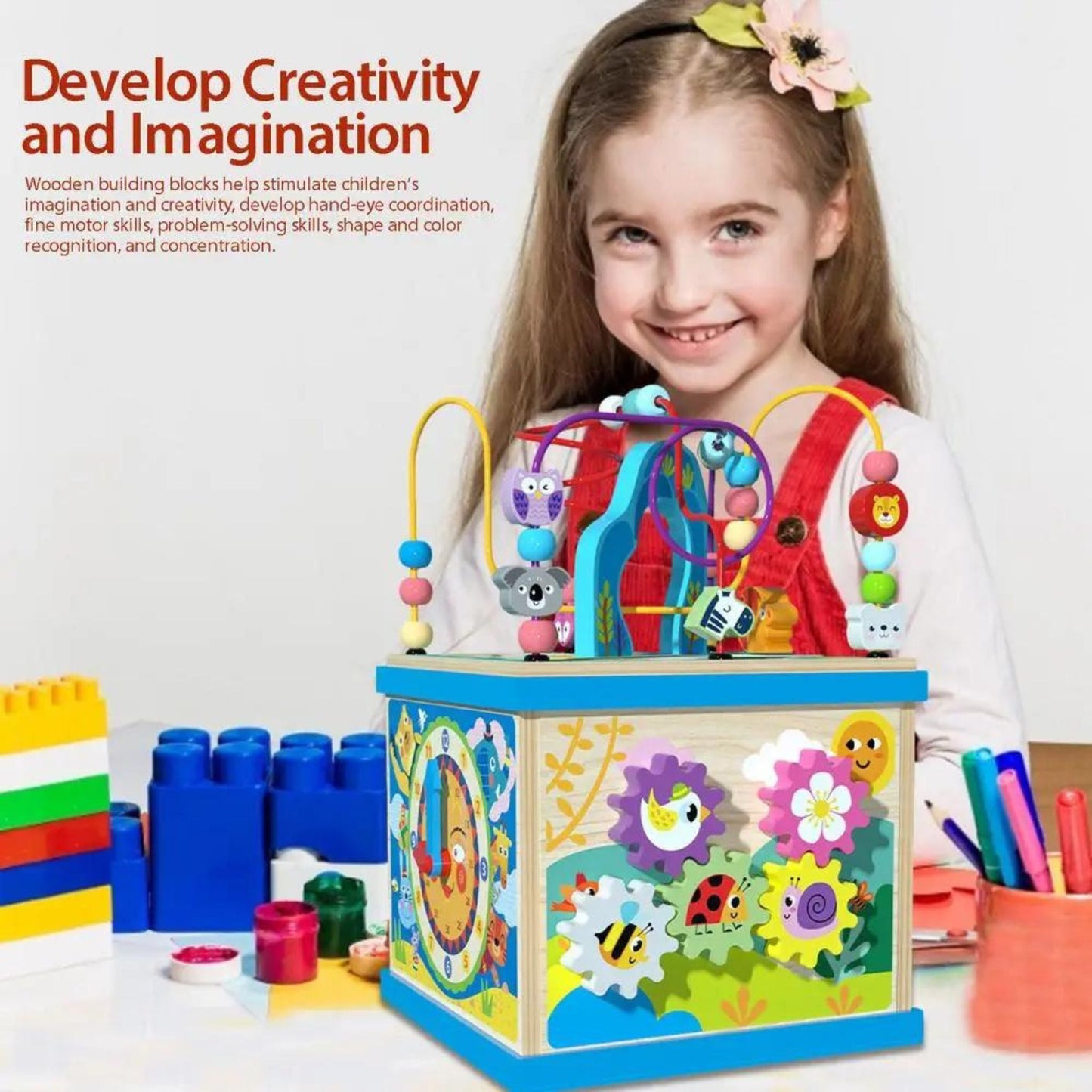 Montessori Wooden Activity Cube